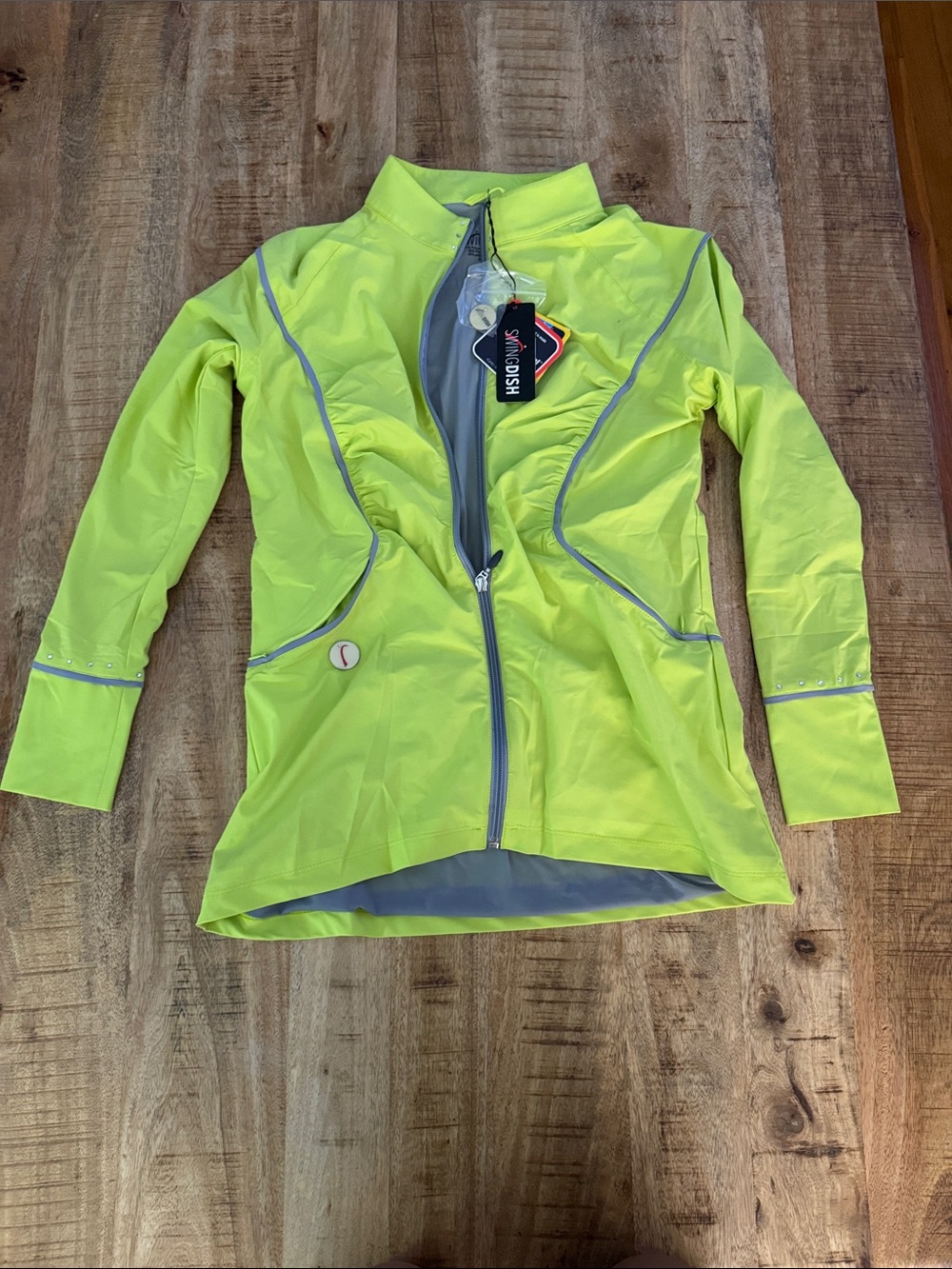 SWINGDISH SWING DISH Neon Yellow Women's Zip-Front Golf Active JACKET crystals
